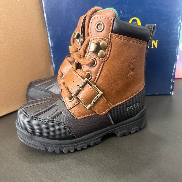Polo by Ralph Lauren Boys Sz 7 Tan/Chocolate Colbey Boots - Picture 5 of 8